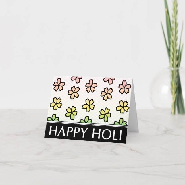 fröhliches Holi-Frühlingsfest Feiertagskarte (Vorderseite)