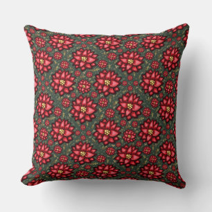 Fröhliches Holly-Blumen-Weihnachtsdesign – Festlic Kissen
