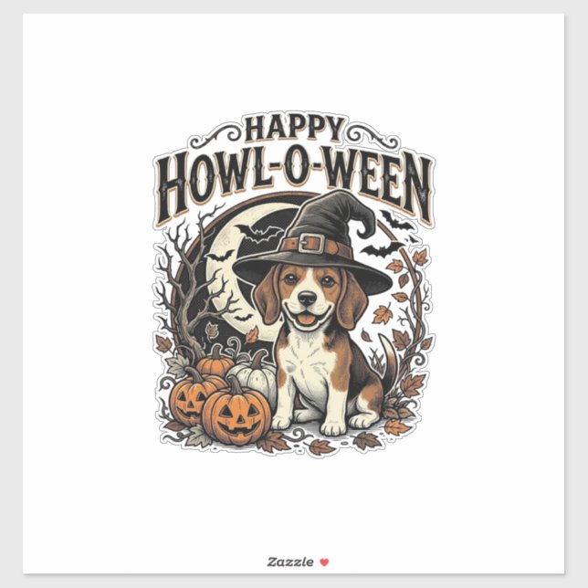 Fröhliches Howl-O-Ween Beagle Hexenhut Halloween-S Aufkleber (Blatt)
