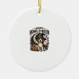 Fröhliches Howl-O-Ween Beagle Hexenhut Halloween-S Keramik Ornament