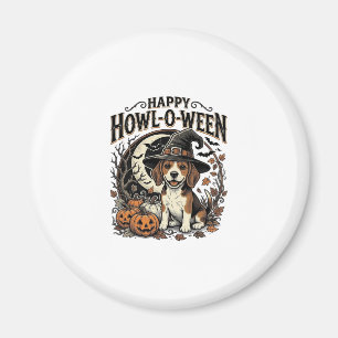 Fröhliches Howl-O-Ween Beagle Hexenhut Halloween-S Magnet