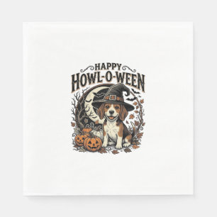 Fröhliches Howl-O-Ween Beagle Hexenhut Halloween-S Serviette