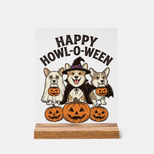 Fröhliches Howl-O-Ween Corgi Halloween Hund Vector Acrylschild