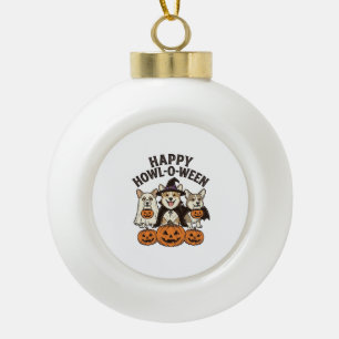 Fröhliches Howl-O-Ween Corgi Halloween Hund Vector Keramik Kugel-Ornament