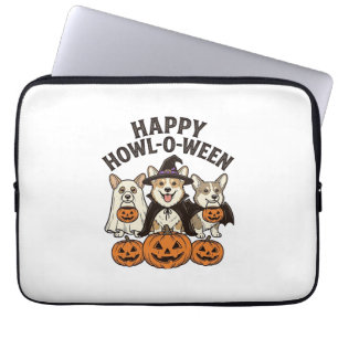 Fröhliches Howl-O-Ween Corgi Halloween Hund Vector Laptopschutzhülle