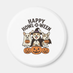 Fröhliches Howl-O-Ween Corgi Halloween Hund Vector Magnet