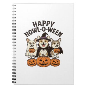 Fröhliches Howl-O-Ween Corgi Halloween Hund Vector Notizblock