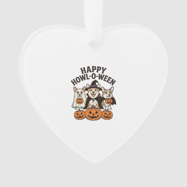 Fröhliches Howl-O-Ween Corgi Halloween Hund Vector Ornament (Vorderseite)