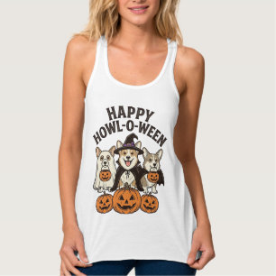 Fröhliches Howl-O-Ween Corgi Halloween Hund Vector Tank Top
