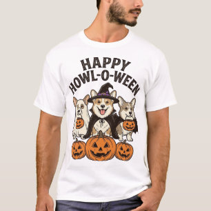 Fröhliches Howl-O-Ween Corgi Halloween Hund Vektor T-Shirt