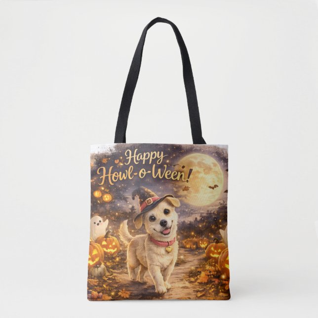 Fröhliches Howl-o-Ween Süßer Hund Halloween-Design (Vorderseite)