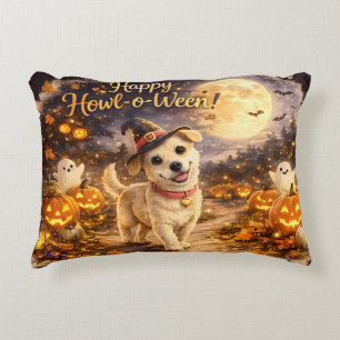 Fröhliches Howl-o-Ween Süßer Hund Halloween-Design Dekokissen