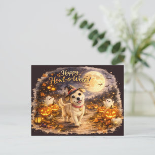 Fröhliches Howl-o-Ween Süßer Hund Halloween-Design Feiertagspostkarte