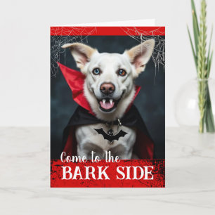 Fröhliches Howl-oween mit Vampir-Hund Bark Seite Karte