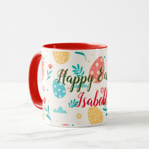 Fröhliches individuelles Ostern Vintage rotes Ei f Tasse