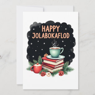 Fröhliches Jolabokaflod-Familienfeier-Geschenk Feiertagskarte