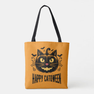 Fröhliches Katoween schwarze Katze Kürbis Gesicht