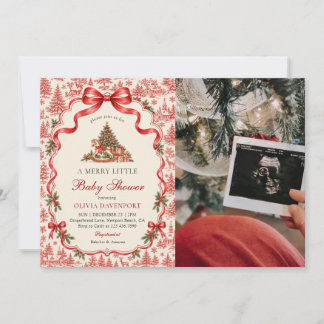 Fröhliches kleines Baby-Shower-Weihnachtsfoto Einladung