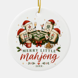 Fröhliches kleines Mahjong-Kachel-Weihnachten Keramik Ornament