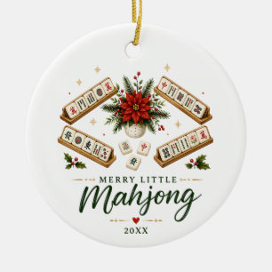 Fröhliches kleines Mahjong-Weihnachtsstern-Weihnac Keramik Ornament