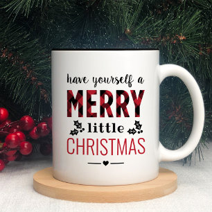 Fröhliches kleines Weihnachten modernes rotes Buff Zweifarbige Tasse