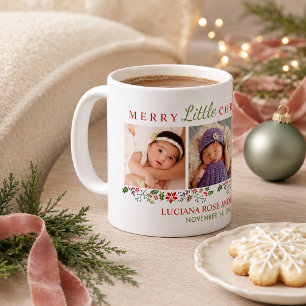 Fröhliches kleines Weihnachtsfoto eines neugeboren Tasse