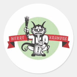 Fröhliches Krampus Runder Aufkleber