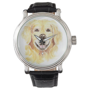 Fröhliches Lächeln Golden Retriever Hund Tier Armbanduhr