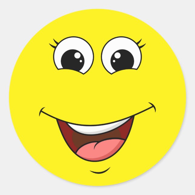 fröhliches lachendes Gesicht Runder Aufkleber (Vorderseite)