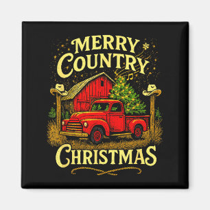 Fröhliches Landweihnachten Vintage-LKW und Scheune Magnet