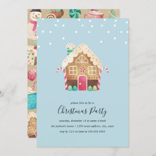 Fröhliches Lebkuchen-Haus-WeihnachtsParty Einladung