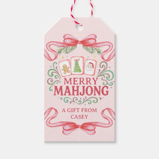 Fröhliches Mahjong | Weihnachten Geschenkanhänger (Vorderseite)