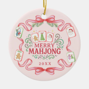 Fröhliches Mahjong Weihnachten Keramik Ornament