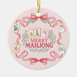Fröhliches Mahjong Weihnachten Keramik Ornament