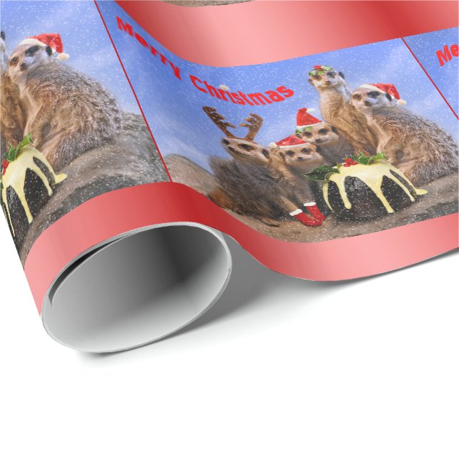 Fröhliches Meerkats Packpapier - Weihnachten (Rolleneckpunkt)