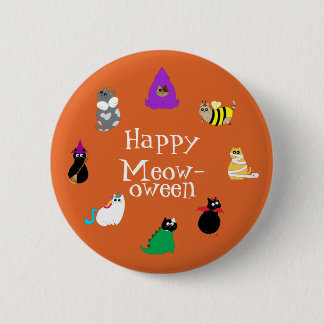 Fröhliches Meow-oween Katzen im Kostüm Pin Button