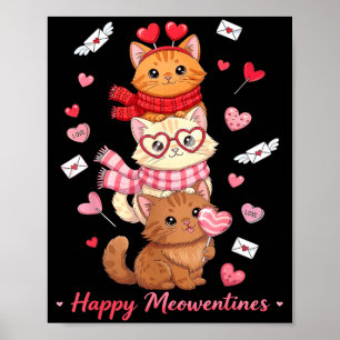 Fröhliches Meowentines Süßes Valentinstag Katzenli Poster
