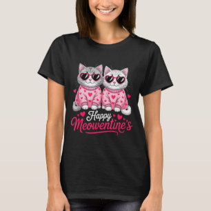 Fröhliches Meowentins süßes romantisches Katzenpaa T-Shirt