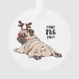 Fröhliches Mops-Party Ornament