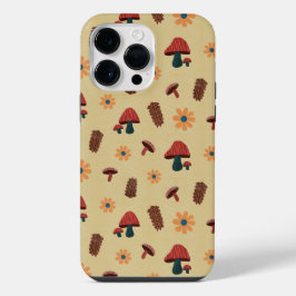 Fröhliches Mushroom Nature Lover Pattern (Gelb) iPhone 14 Pro Max Hülle