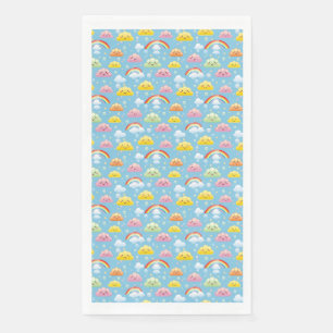 Fröhliches Muster mit Lächelwolken und Regenbogen Serviette