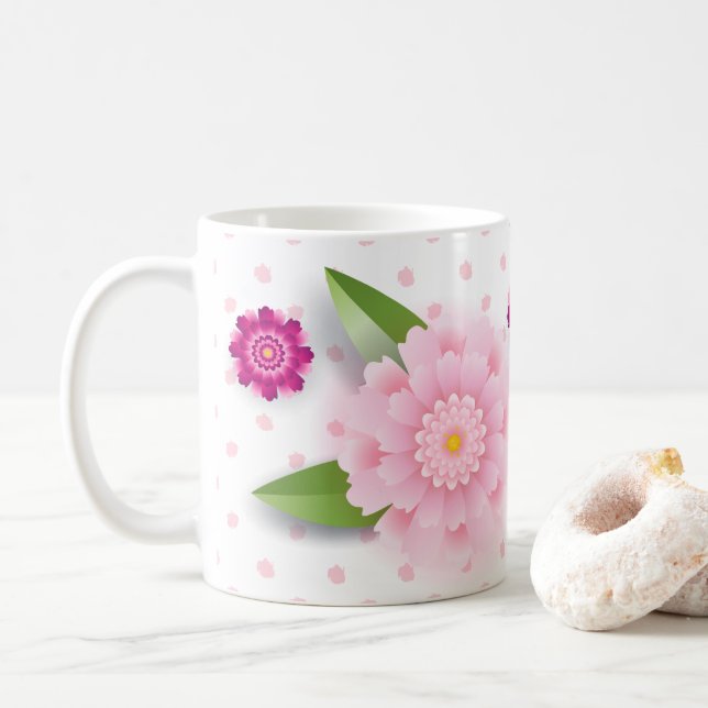 Fröhliches Muttertagsgeschenk Blumenzauberkunst De Kaffeetasse (Mit Donut)