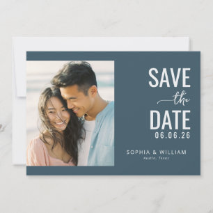 Fröhliches Navy Minimalist Foto Save The Date