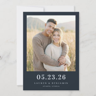 Fröhliches Navy Minimalist Foto Save The Date