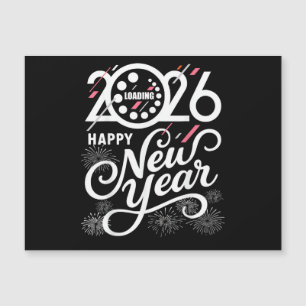 Fröhliches Neues Jahr 2026 Feuerwerk Männer Frauen Magnetkarte