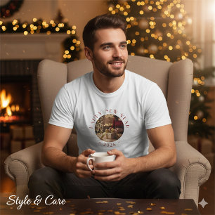 Fröhliches neues Jahr Benutzerdefinierter Foto-Tex T-Shirt