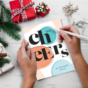 Fröhliches neues Jahr strahlend farbiges Muster Feiertagskarte