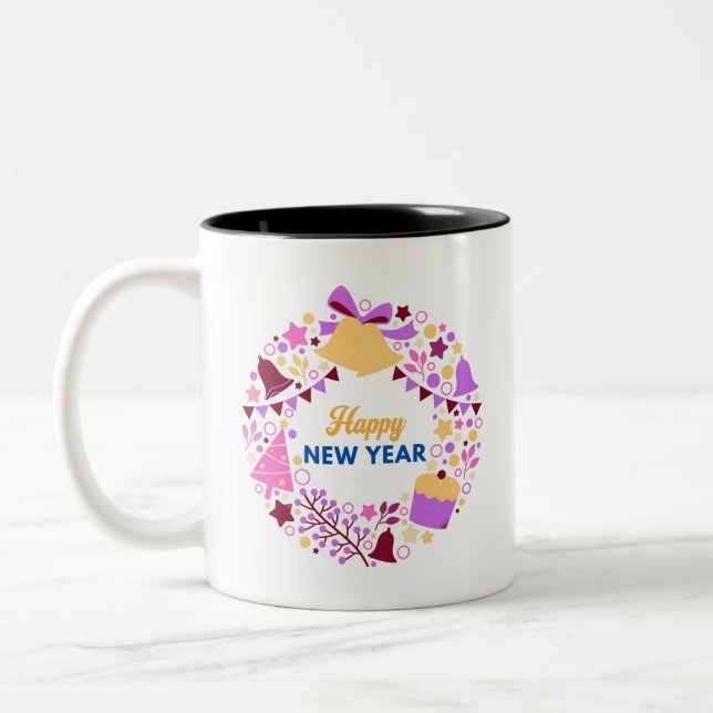 fröhliches Neujahrsdesign der Tasse (Links)