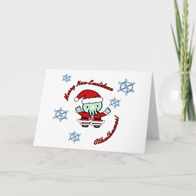 Fröhliches Nicht-Euklidisches Cthulhumas Feiertagskarte (Vorderseite)