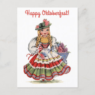 Fröhliches Oktoberfest Deutschland Deutsche Frau R Postkarte